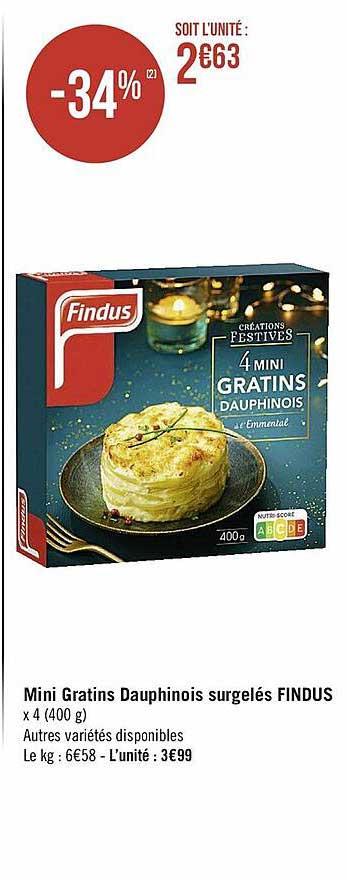 mini gratins dauphinois surgelés findus