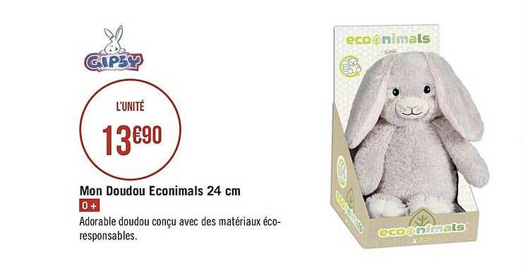 mon doudou econimals 24 cm gipsy