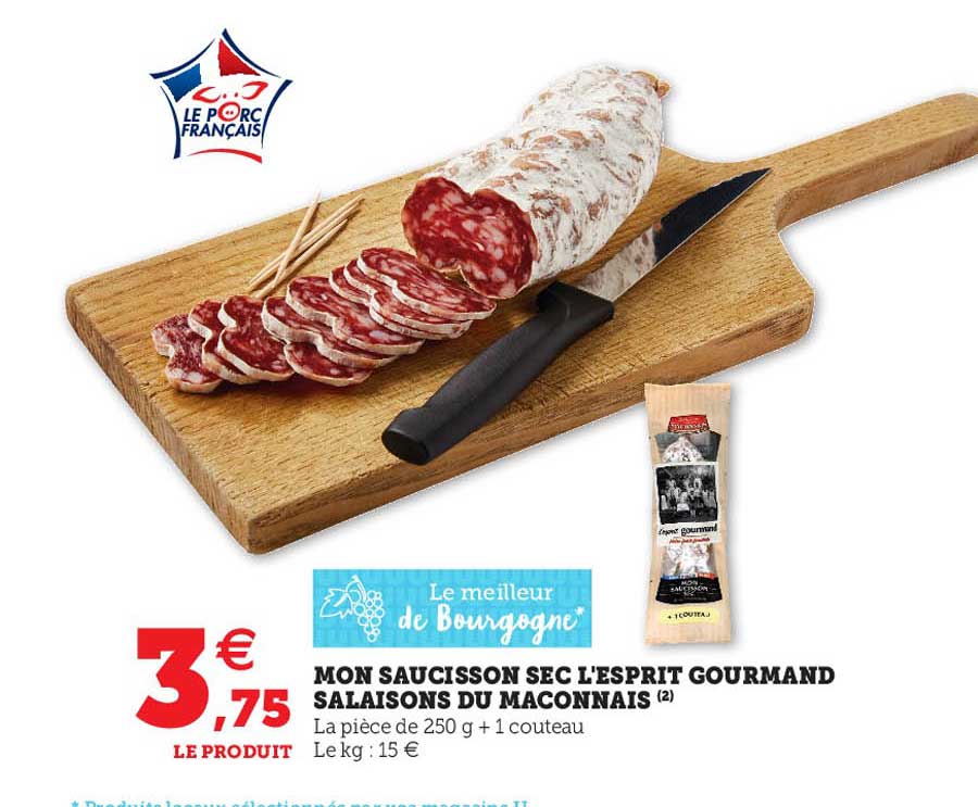 mon saucisson sec l'esprit gourmand salaisons du mâconnais