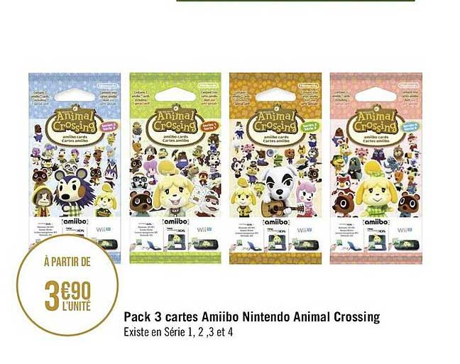 pack 3 cartes amiibo nintendo animal crossing