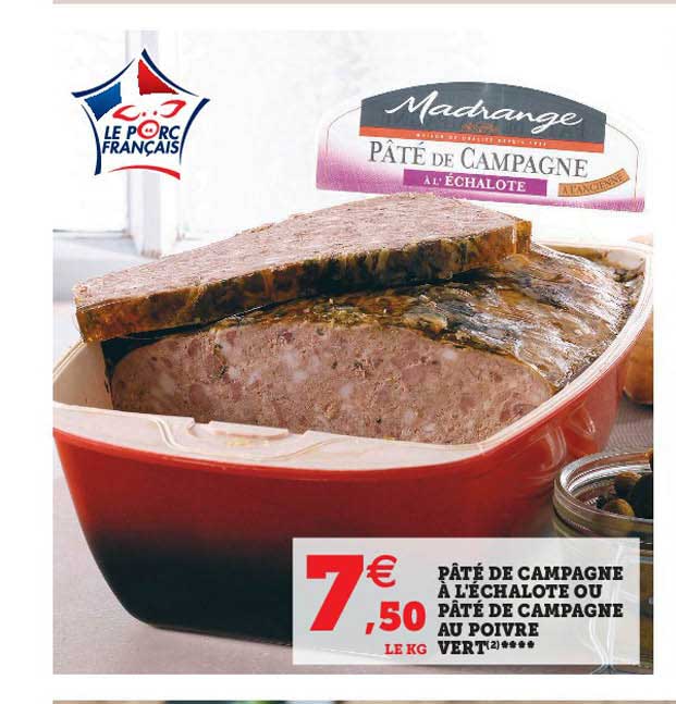 pâté de campagne à l'échalote ou pâté de campagne au poivre vert
