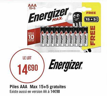 piles aaa max 15.5 gratuites energizer
