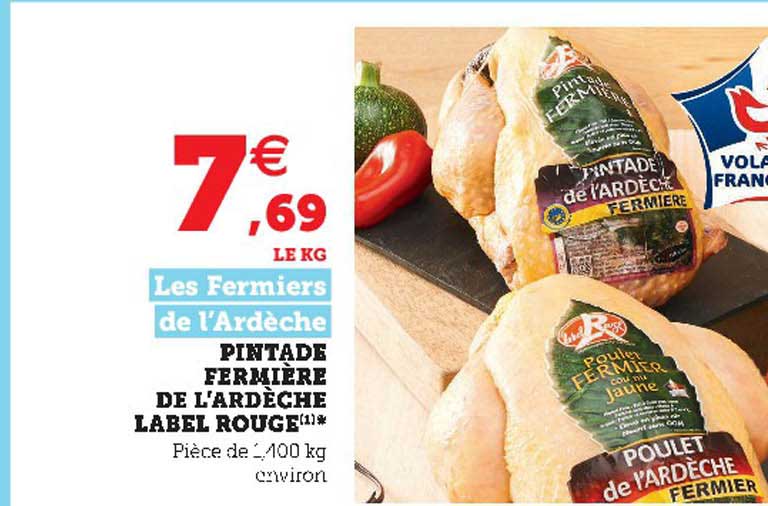 pintade fermière de l'ardèche label rouge les fermiers de l'ardèche