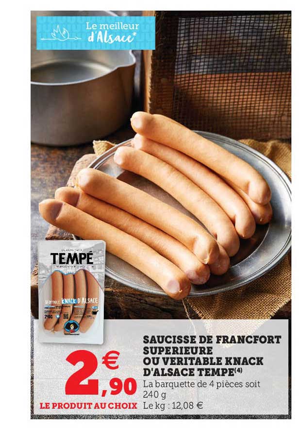 saucisse de francfort supérieure ou véritable knack d'alsace tempé