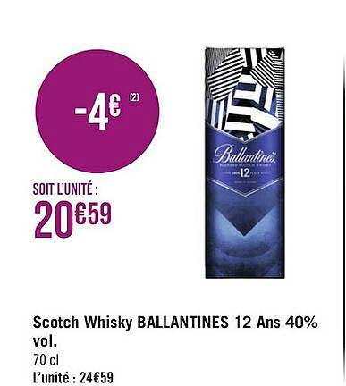 scotch whisky ballantines 12 ans 40% vol.