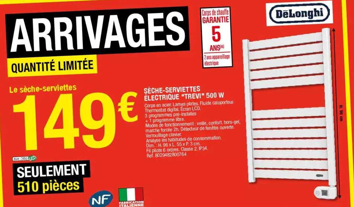 sèche-serviettes électrique "trevi" 500 w delonghi