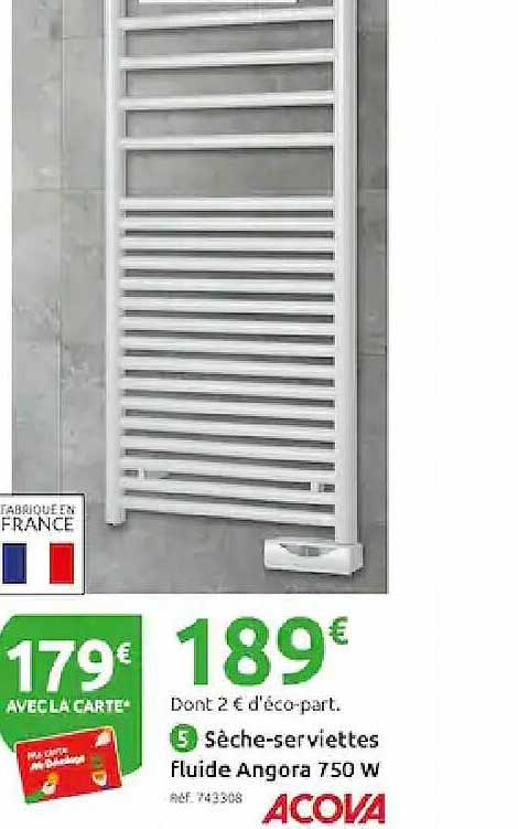 sèche-serviettes fluide angora 750 w acova