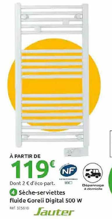 sèche-serviettes fluide goreli digital 500w sauter