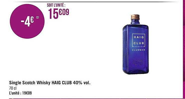 single scotch whisky haig club 40% vol.
