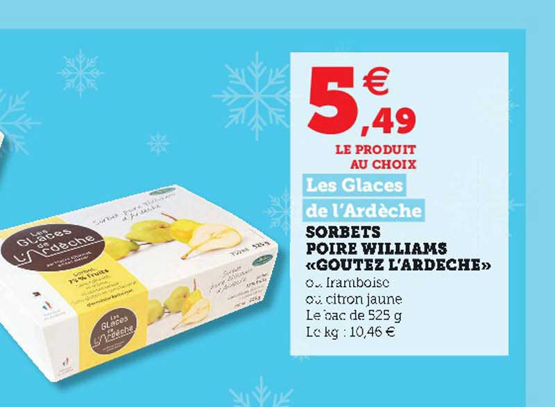 sorbets poire williams "goutez l'ardèche" les glaces de l'ardèche