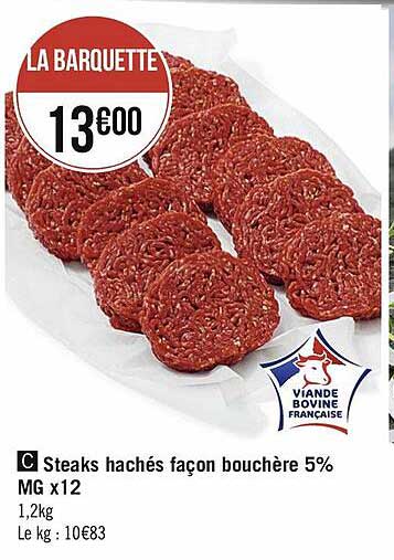 steaks hachés façon bouchère 5% mg x12