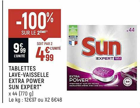 tablettes lave-vaisselle extra power sun expert