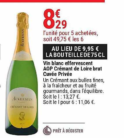 vin blanc effervescent aop crémant de loire brut cuvée privée