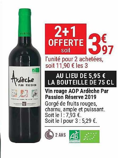 vin rouge aop ardèche par passion réserve 2019