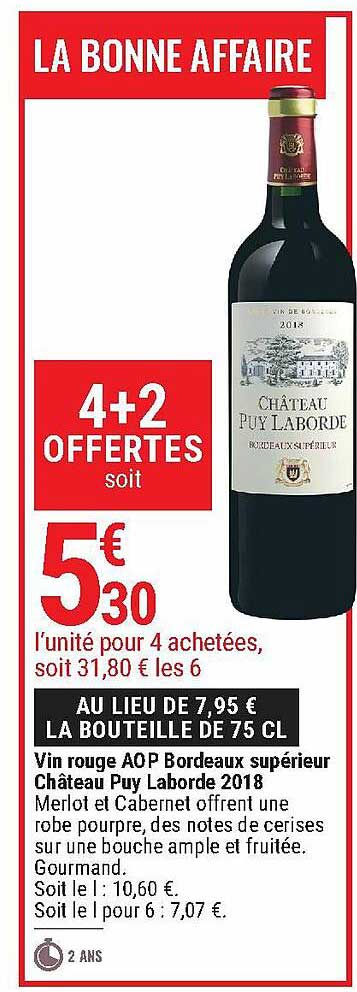 vin rouge aop bordeaux supérieur château puy laborde 2018