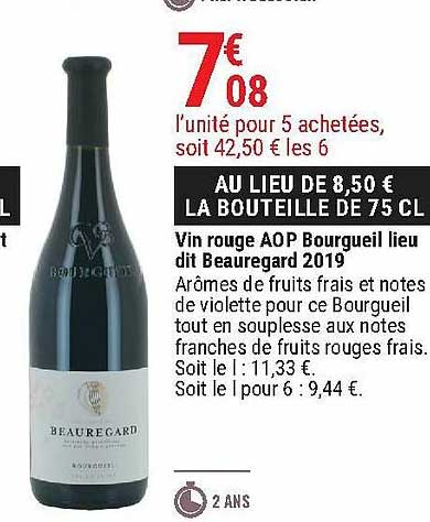 Vin Rouge Aop Bourgueil Lieu Dit Beauregard 2019