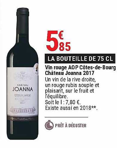 vin rouge aop côtes-de-bourg château joanna 2017
