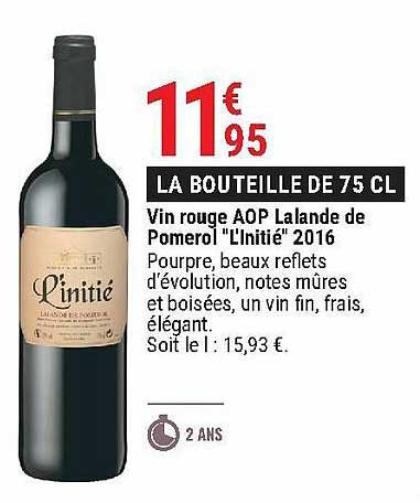 vin rouge aop lalande de pomerol "l'initié" 2016