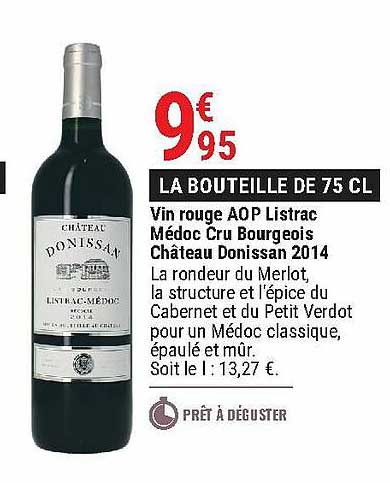 vin rouge aop listrac médoc cru bourgeois château donissan 2014