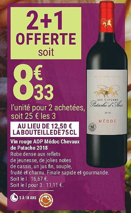 vin rouge aop médoc chevaux de patache 2018