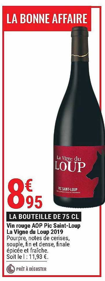 vin rouge aop pic saint-loup la vigne du loup 2019