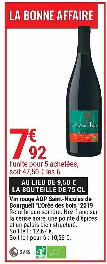 vin rouge aop saint-nicolas de bourgueil "l'orée des bois"