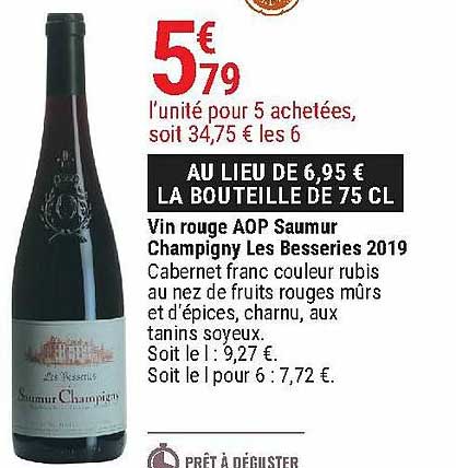 vin rouge aop saumur champigny les besseries 2019