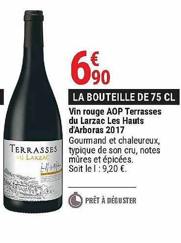 vin rouge aop terrasses du larzac les hauts d'arboras 2017