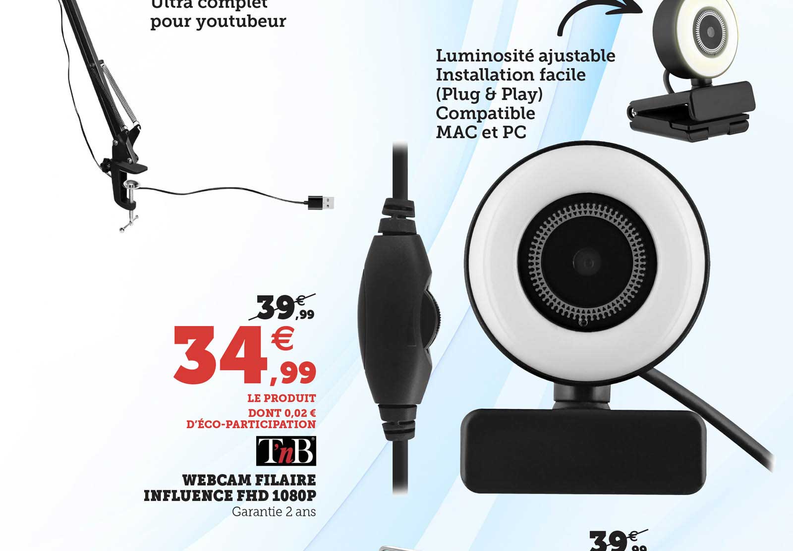 webcam filaire influence fhd 1080p tnb