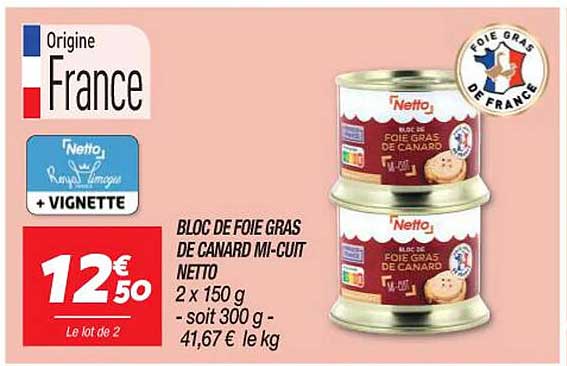 bloc de foie gras de canard mi-cuit netto