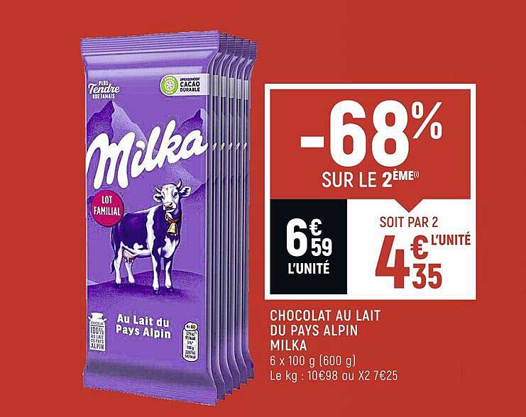 Chocolat Au Lait Du Pays Alpin Milka