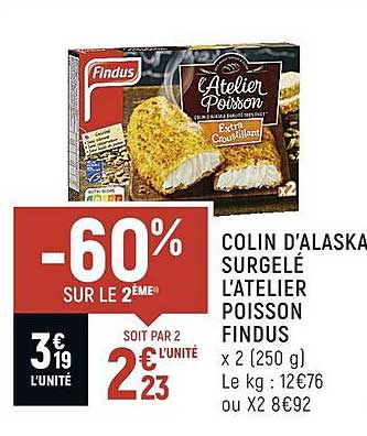Colin D'alaska Surgelé L'atelier Poisson Findus