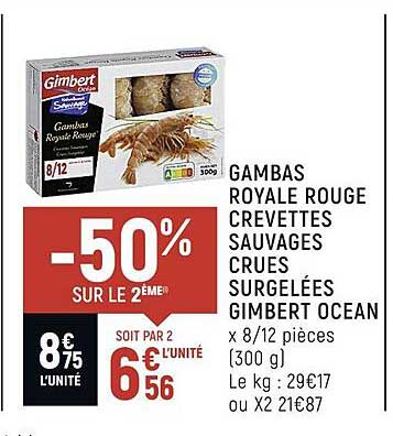 gambas royale rouge crevettes sauvages crues surgelées gimbert océan