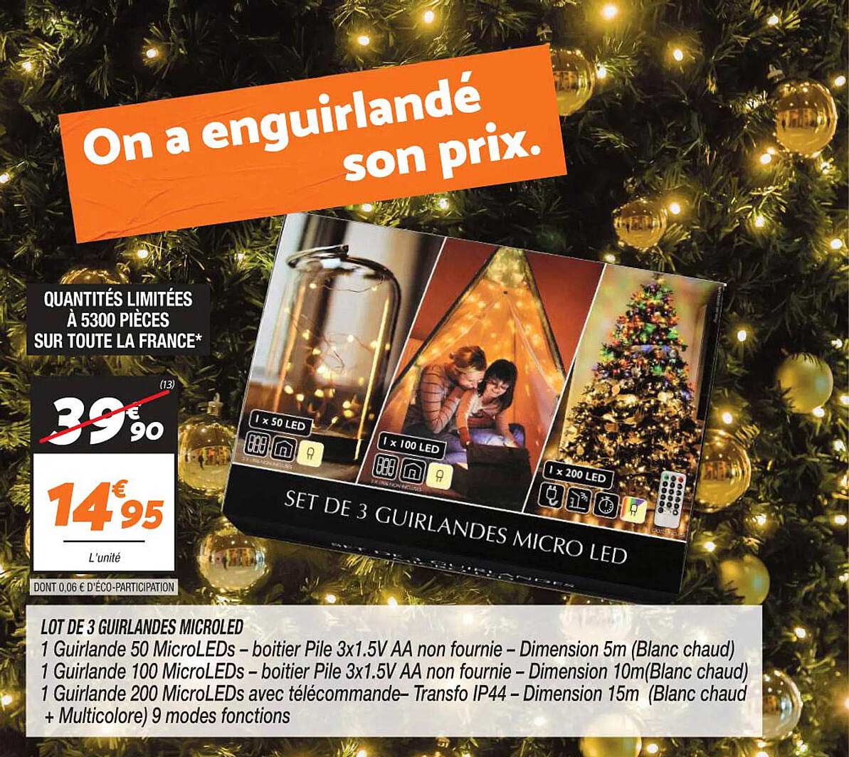 lot de 3 guirlandes microled