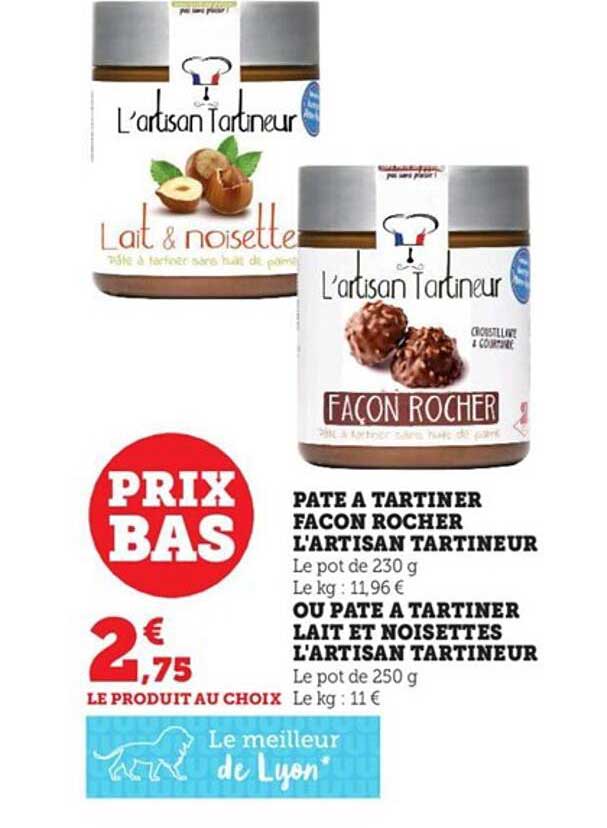 pâte à tartiner façon rocher l'artisan tartiner ou pâte à tartiner lait et noisettes l'artisan tartineur