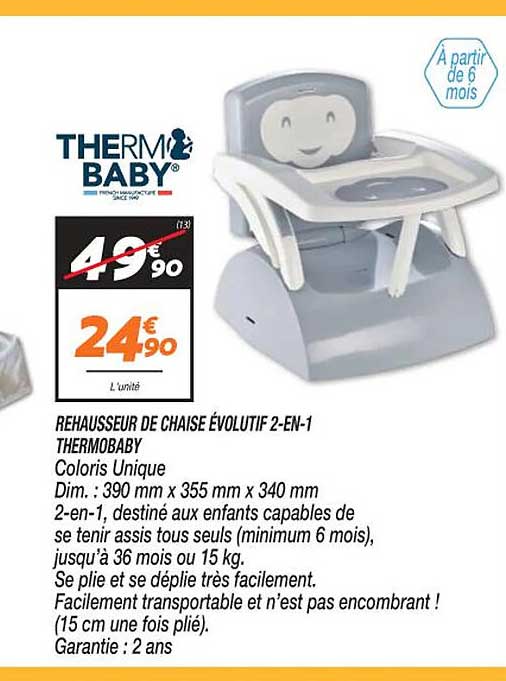 rehausseur de chaise évolutif 2-en-1 thermobaby