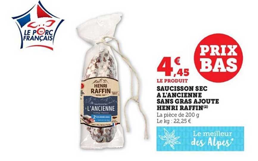 saucisson sec à l'ancienne sans gras ajouté henri raffin