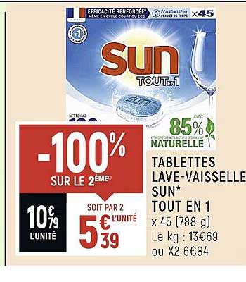 tablettes lave-vaisselle sun tout en 1