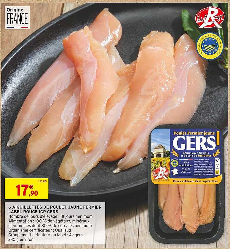6 Aiguillettes De Poulet Jaune Fermier Label Rouge Igp Gers