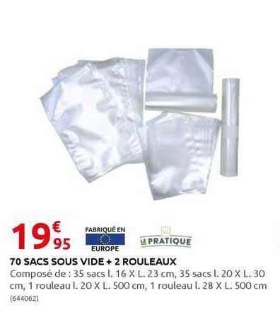 70 sacs sous vide + 2 rouleaux