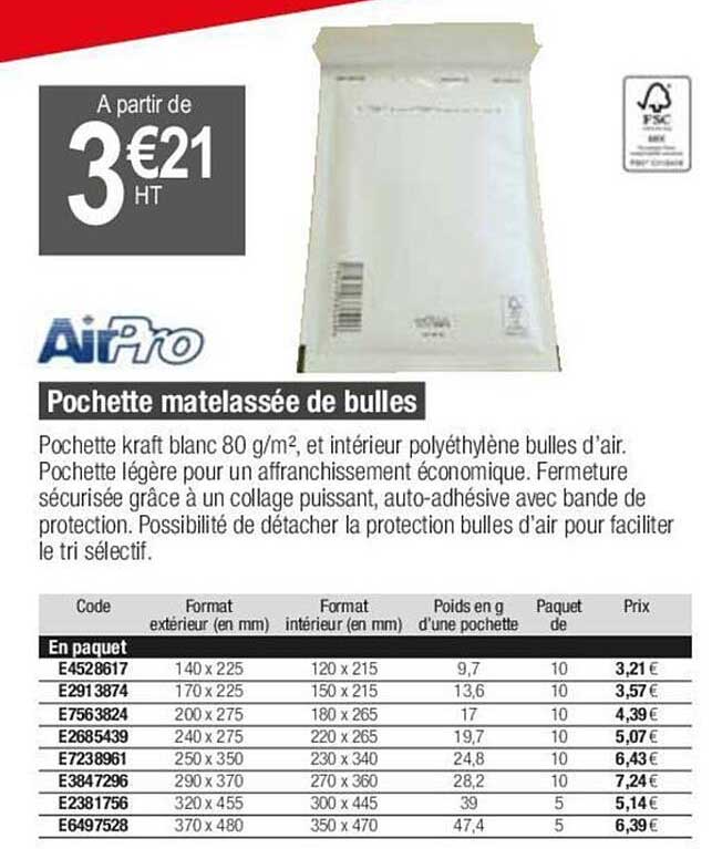 airpro pochette matelassée de bulles