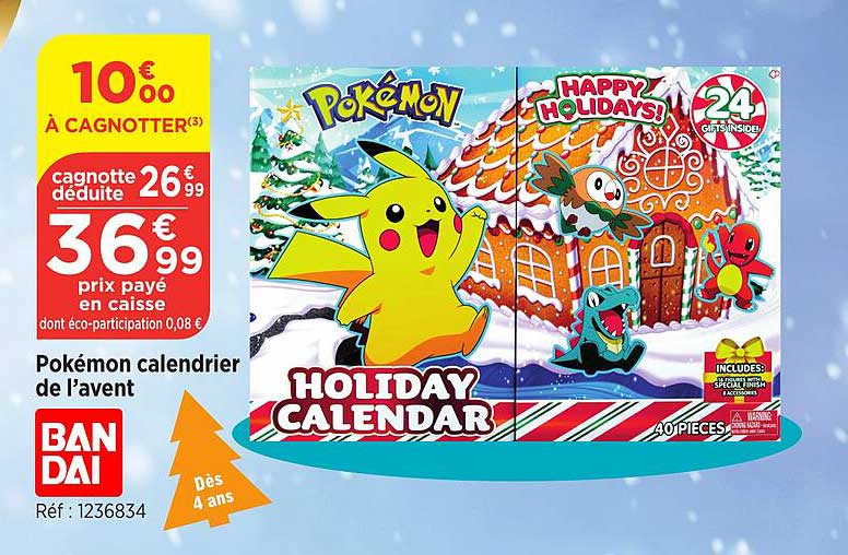 bandai pokémon calendrier de l'avent