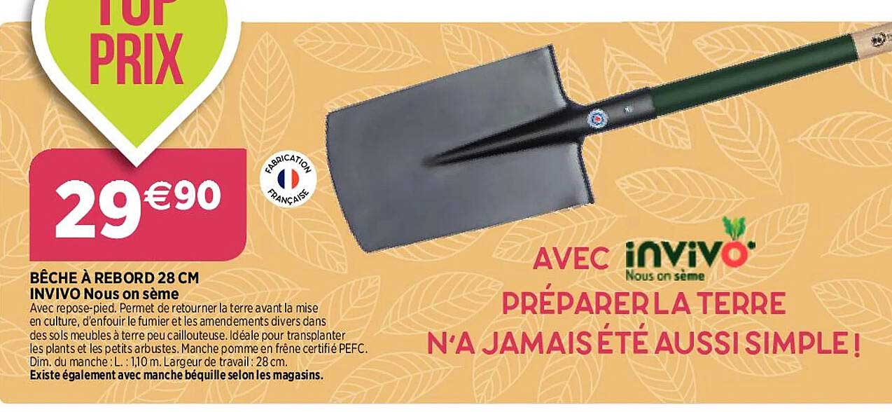 bêche à rebord 28cm invivo nous on sème