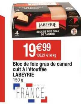 Bloc De Foie Gras De Canard Cuit à L'étouffée Labeyrie