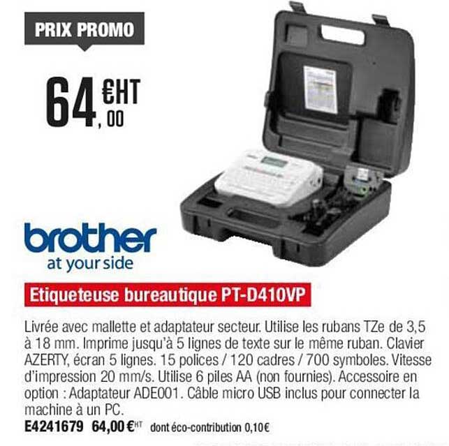 brother étiqueteuse bureautique pt-d410vp