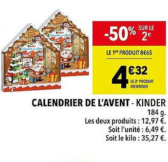 calendrier de l'avent - kinder
