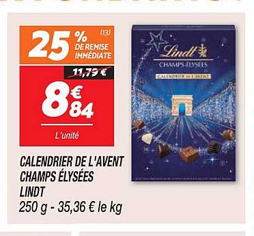 calendrier de l'avent champs élysées lindt