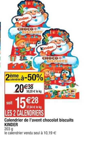 calendrier de l'avent chocolat biscuits kinder