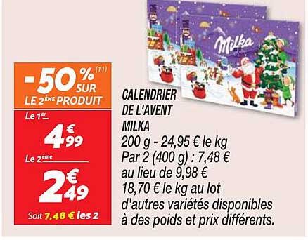 calendrier de l'avent milka