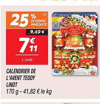 calendrier de l'avent teddy lindt